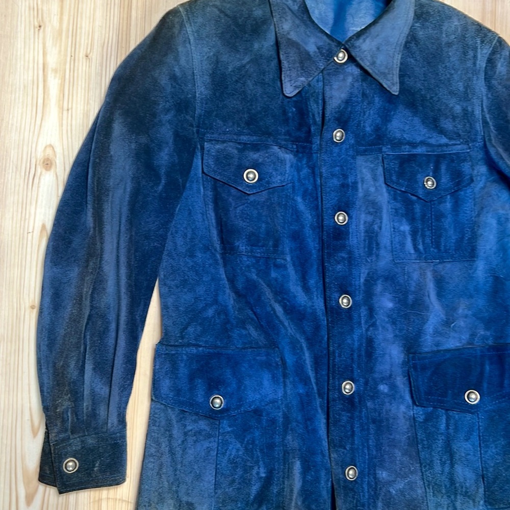 American Vintage Blue & Suede Leather Reversible Jacket - Picture 5 of 16